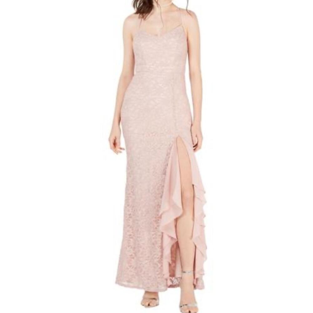 City Studio Lace Metallic Evening Dress Junior's 5